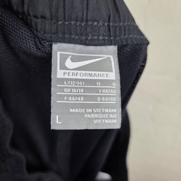 Nike Mesh Lined Windbreaker Track Pants w Zipper Ankles Black Womens L 12-14 Y2K - Picture 2 of 12